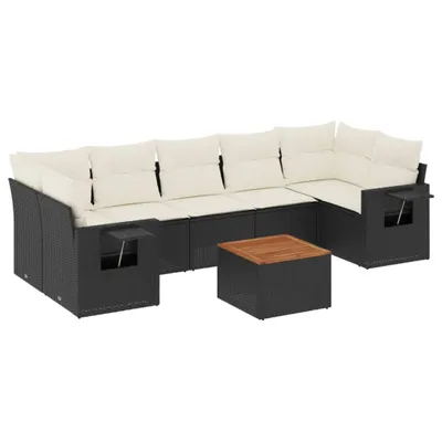 Produktbild von 8-tlg. Garten-Sofagarnitur mit Kissen Schwarz Poly Rattan