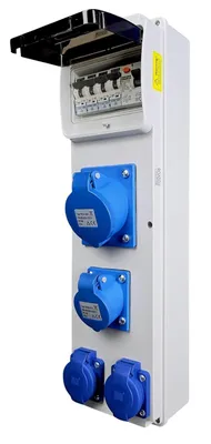 Produktbild von Baustromverteiler 230V IP44 mit FI 40A 30mA & LS Schalter | Wandverteiler Aufputz mit 1x CEE 32A, 1x CEE 16A 3P & 2x Schuko