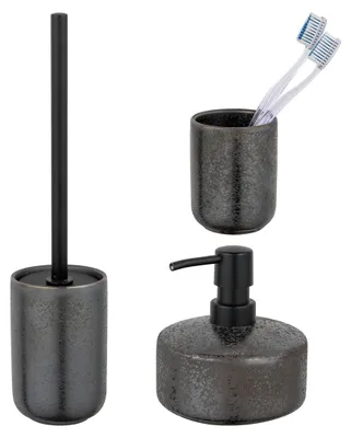 Produktbild von Schöner Wohnen Keramik Bad-Accessoire Set Rufina Grau WC-Garnitur Seifenspender Zahnputzbecher