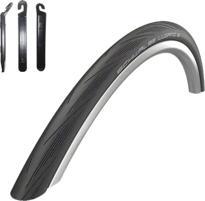 Produktbild von 1 x Schwalbe Lugano 2 "28" Rennradreifen Reifen Schwarz 700 x 23C (23-622) inkl. 3 Reifenheber