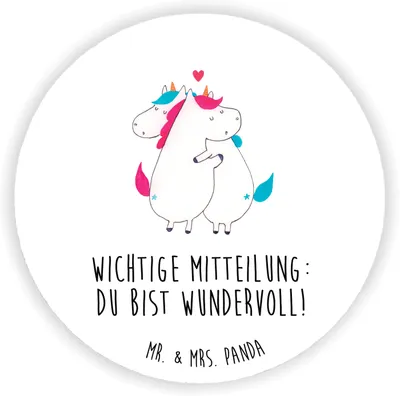 Produktbild von Mr. & Mrs. Panda Rund Magnet Einhorn Mitteilung - Weiß - Geschenk, Lustig, Valentinstag, Liebe, Unicorn, Kühlschrankmagnet, für magnettafel, kühlschrank, pinnwand