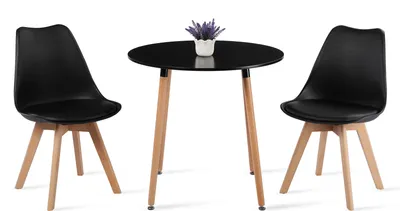Produktbild von H.J WeDoo Esszimmerstühle, Skandinavischer Stil, Vintage, Retro, Küchenstuhl, Gepolsterter mit Sitzkissen, aus Kunststoff & Massivholz, Stühle 1er 2er 4er 6er 8er Set (2er, Schwarz)