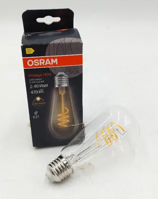 Obrázok produktu pre OSRAM Vintage 1906 Edison je teplá biela LED žiarovka so špirálovým vláknom v tvare Edisonovej žiarovky. Ponúka 3,4 W pre 470 lm, päticu E27, číre sklo, priemer 64 mm, 2700 K.