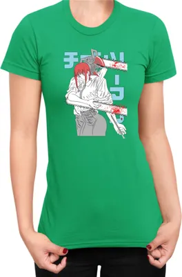 Produktbild von Damen T-Shirt Manga Japan Anime Comics Animation Chainsaw Anime manga Man 12, Lady XL / Grün