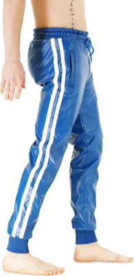 Produktbild von Bockle® Boyjog Faux Blaue Kunstleder Jogginghose  Kunst Leder Joggers , 3XL