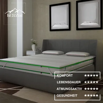 Produktbild von Kaltschaumtopper 160x200, 6cm Ergonomische 7-Zonen Kaltschaum Matratzenauflage Matratzentopper Matratzenschoner Topper - H2&H3 - hERZtal
