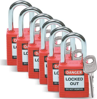 Image de Cadenas Brady Lockout Boîtier en nylon avec anse en acier ( pack de 6) (051339)