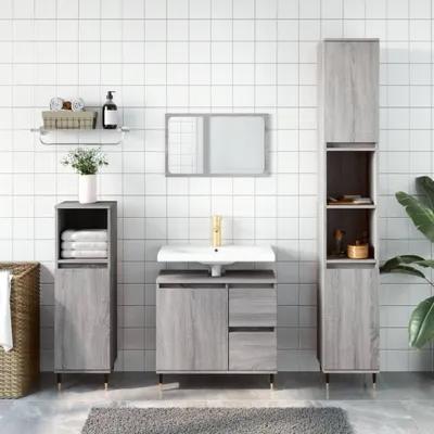 Obrázek produktu pro The Living Store 3dílná sada koupelnového nábytku šedá Sonoma z materiálu na bázi dřeva