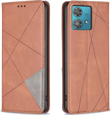 Produktbild von Mobigear Rhombus Slim  Motorola Edge 40 Neo Hülle Klapphülle - Braun