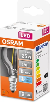 Produktbild von Osram LED Filament Leuchtmittel Tropfen 2,5W = 25W E14 klar 250lm FS 840 Neutralweiß 4000K