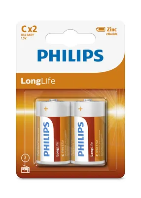 Zdjęcie produktu dla Philips LongLife Bateria R14L2B/10, Jednorazowa bateria, Cynkowo-wglowy, 1,5 V, Zielony, Biay, 26,2 mm, 26,2 mm
