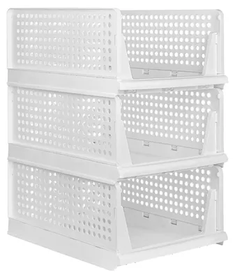 Immagine prodotto di Contenitori di stoccaggio, organizer impilabili, plastica resistente, BIANCO