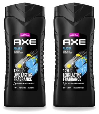 Immagine prodotto di 2 flaconi di gel doccia Axe Alaska 3-in-1 - profumo Ozeanluft e bergamotto - 400 ml - confezione  - 2 pezzi