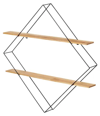 Zdjęcie produktu dla Geometryczna półka ścienna wykonana z metalu i drewna