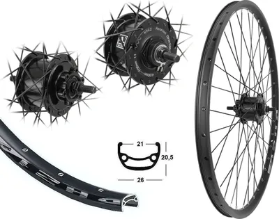 Produktbild von Bärwinkels  26" Vorderrad Disc Nabendynamo 6-Loch Bremsscheibe 21-559 schwarz