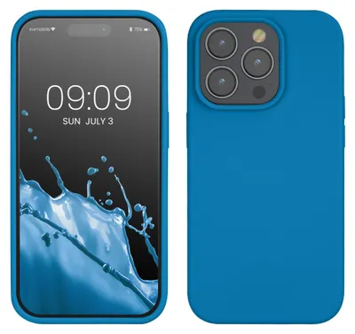 Produktbild von kwmobile Handyhülle für iPhone 14 Pro Hülle, für iPhone 14 Pro Case - Hülle Silikon - kabelloses Laden - Karibikblau