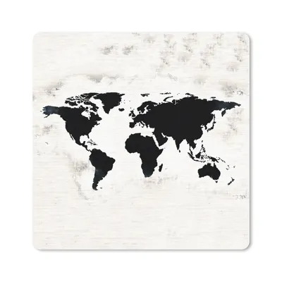 Produktbild von MuchoWow® Mauspad Mousepad Weltkarte - Schwarz - Holz 20x20 cm - Mousepads - Maus Mat - Pad - Mausunterlage - Desk Mat - Bureauartikeln