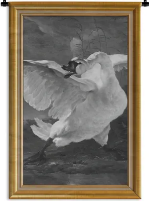 Produktbild von MuchoWow® Wandteppich Wandbehang Der gefährdete Schwan - Alte Meister - Liste - Gold 60x90 cm Tapisserie Dekoration Wandtuch - Foto-Teppich - Abwaschbar