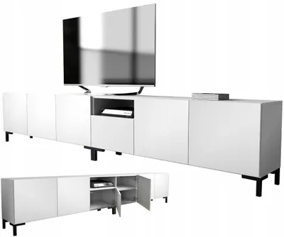 Produktbild von RTV-Sideboard 300 cm in mattem Weiß auf Füßen