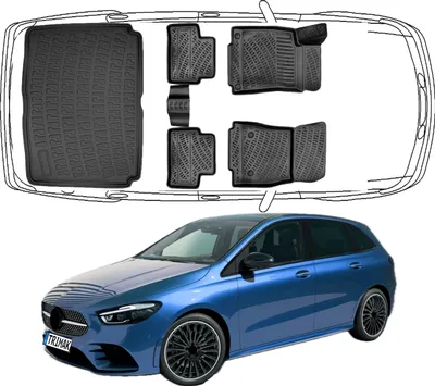 Produktbild von 3D Fußmatten & Untere Kofferraumwanne Auto Set Kompatibel mit Mercedes-Benz B-Klasse W 247 2018 - 2026