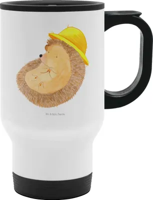 Produktbild von Mr. & Mrs. Panda Thermobecher Igel Beten - Weiß - Geschenk, Sonnenhut, thermosbecher, Gute Laune, Kaffee-Thermobecher, Genießen, Leben, Gott, Teebecher, To Go