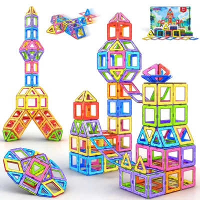 Produktbild von COOLJOY Magnetische Bausteine, Magnetspiel STEM Magnetbausteine, Montessori Spielzeug ab 3 Jahre, Magnete Spielzeug ab 3 4 5 Jahre, 40 Teile Magnetbausteine, Ostern Geschenk für Kinder Jungen Mädchen