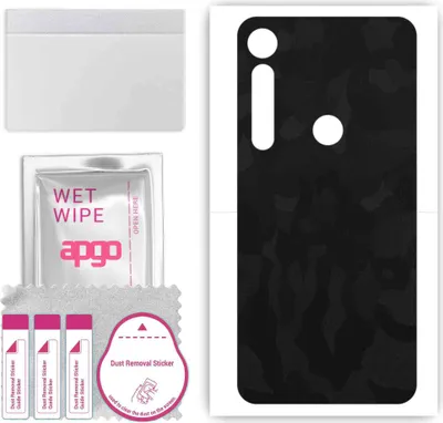 Produktbild von apgo Rückseite Schutzfolie, Skin, kompatibel mit Motorola One Vision Plus, Hinten Displayschutzfolie aus Vinylfolie, kratzfest, einfache Montage - Schwarzes Tarnmuster