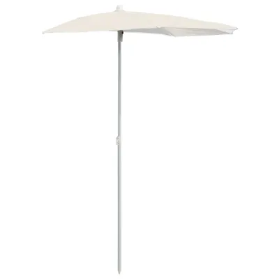 A half umbrella with a pole, isolated on a white background.