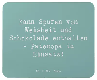 Produktbild von Mr. & Mrs. Panda Mauspad Spruch Patenopa und Weisheit - Meeresbrise - Geschenk, Mouse Pad, Patenschaft, pc mausunterlage, Humor, Dankeschön, Großvater, Familie, Mousepad