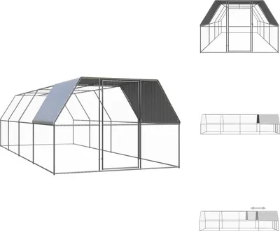 Zdjęcie produktu dla vidaXL Zewnętrzna klatka dla kur 3x8x2 m Ocynkowana stal - Siedliska i wybiegi dla małych zwierząt