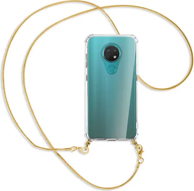 Produktbild von Handykette Backcover-Schutzhülle mit Band (Metall goldfarben) für Nokia 6.2 / 7.2 - goldfarbene Kette Snake