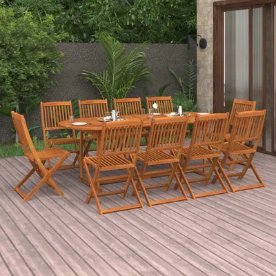 Image de Maison Exclusive - Ensemble de salle à manger de jardin 11 pièces 220x90x75 cm en bois massif d'acacia