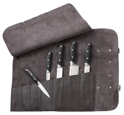 Produktbild von Leder Messertasche für 7 Messer, aufrollbar, 55x42 cm (aufgeklappt), 43x14 cm (Transport)