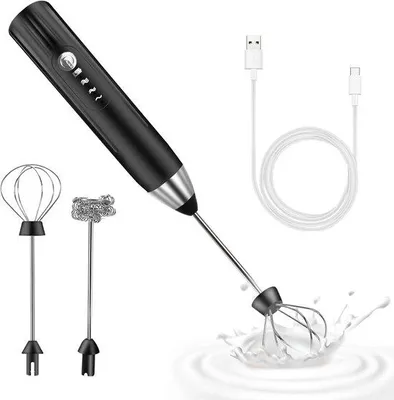 Produktbild von Elektrische Milchaufschäumer – USB-aufladbar – Mini-Mixer mit doppeltem Rührwerk – ideal für Cappuccino