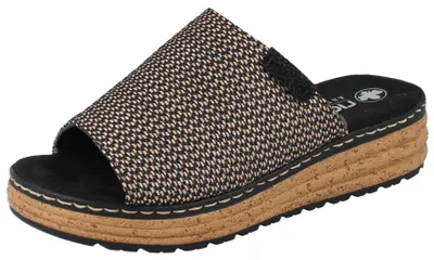 Produktbild von RIEKER Damen Pantolette schwarz beige Textil - Größe: 39
