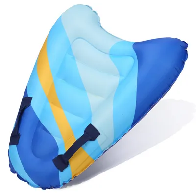 Immagine prodotto di Fiqops Bodyboard Tavola da nuoto portatile gonfiabile con maniglie, tavole da surf per la spiaggia e la piscina - Blu a strisce