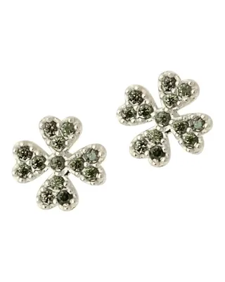 Produktbild von Kleeblatt Ohrringe Damen – 925 Sterling Silber 14K vergoldet – Grüne Zirkonia Ohrstecker – Glücksbringer Schmuck