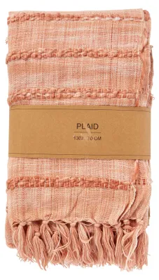 Zdjęcie produktu dla Dekoracyjny pled z frędzlami, 160x130 cm – różowy, H&L