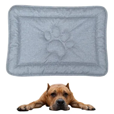 Obrázek produktu pro Podložka pro psy DOTTY s motivem tlapek - světle šedá - velikost L (88×60 cm) - voděodolná, protiskluzová a omyvatelná - útulný pelíšek pro velké psy