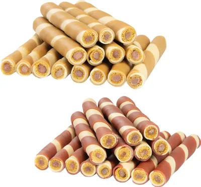 Produktbild von 2 x 255 g Schecker Kausnack - gefüllte  Ringelröllchen