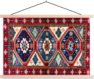 Produktbild von MuchoWow® Textilposter Teppich - Muster - Vorleger 60x40 cm mit holzfarbenen Rahmen - Bilder
