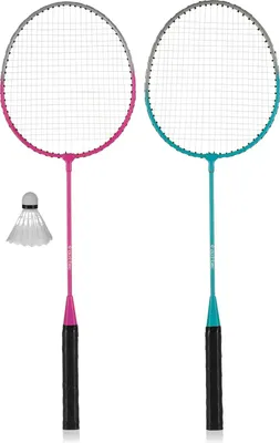 Produktbild von Outtec® Badminton Set - 2x Schläger, 1x Federball - Spiel für Kinder & Erwachsene - für Outdoor, Garten, Strand