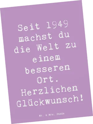 Produktbild von Mr. & Mrs. Panda Postkarte Spruch 1949 Geburtstag - Lavendeltraum - Geschenk, Happy Birthday, Ansichtskarte, einzelkarte, Anerkennung, Ansichtskarten, Jahrgang, Seit