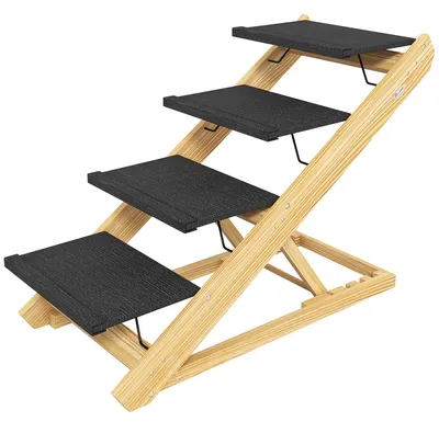Imagen del producto de PawHut: Escalera para perros de 4 escalones, con altura ajustable a 62,5 cm, ideal para que las mascotas accedan a la cama
