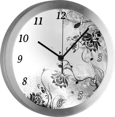 Produktbild von Funkuhr, Kinder Wanduhr, Kinderuhr, Kinderzimmer Blumenranke schwarz weiß