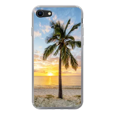 Produktbild von MuchoWow® Handyhülle Schutzhülle Hülle für iPhone 7 Strand - Palme - Sonnenuntergang Silikon Softcase Handy Hülle - Kartenhalter