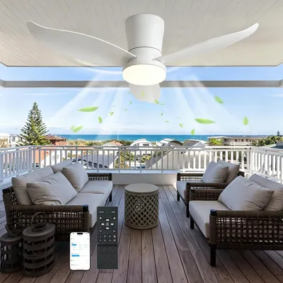 Produktbild von 60W 3 Flügeln Deckenventilator mit Beleuchtung, LED Deckenleuchte 95cm, Dimmbare Deckenleuchte mit Fernbedienung für Schlafzimmer, Wohnzimmer, Balkon