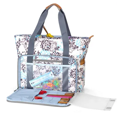 Image de Sac de rangement pour tricots, sac de rangement pour laine, aiguilles à tricoter, crochets, projets de tricot et accessoires (accessoires non inclus) (Pissenlit)