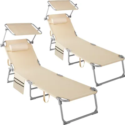 Obrázek produktu pro tectake® Sada 2 lehátek Chloé, skládací, 190 x 68 x 28 cm, s boční kapsou