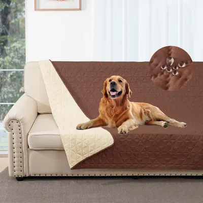 Produktbild von Hundedecke 100 % wasserdichter Sofabezug für Hunde, Hundebett, Hundebettbezug, Sofamöbelschutz für Kinder, Hunde und Katzen (Kaffee, 132–208 c